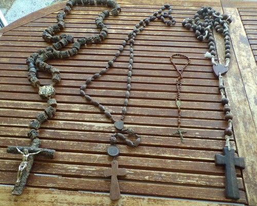 Ancien grand chapelet bois - en,