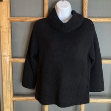 Rafaella Petites Women's Black Soft Sweater Top Size S 45% Angora Rabbit