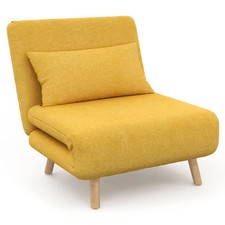 Fauteuil convertible ROMEO lit d'appoint 1 place 80x190 cm tissu jaune