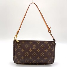 LOUIS VUITTON Pochette Accessoires monogram Handbag Brown Leather PVC M51980