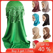 Children Kids Girls Muslim Hijab One Piece Amira Islamic Scarf Arab Head 2-6Y