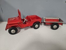 Vintage 1940 Cast Aluminum Oglesby Willy's Army Toy Jeep & Trailer Set - Nice!