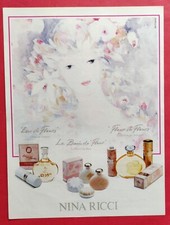 Press Ad: Perfumes FLOWERS by NINA RICCI (Laurencin) EVIAN Mist