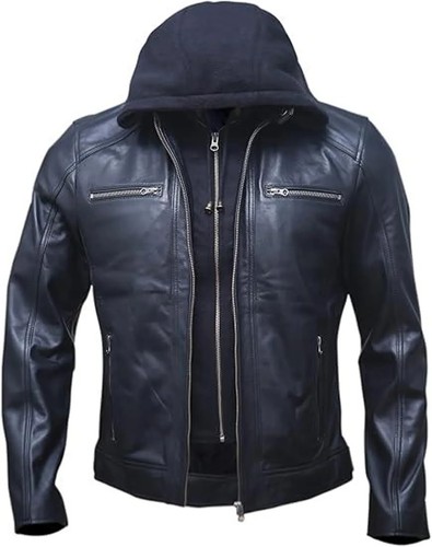 Veste cuir capuche pour - veste, à