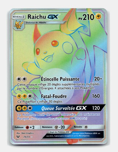 Carte pokémon raichu 73 - raichu, gx