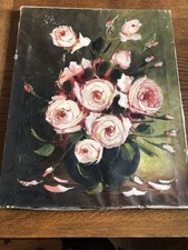 huile sur toile Ancienne Bouquet de fleurs 