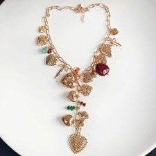 20" Anthropologie Heart Bib Statement Necklace Chic Women Party Vacation Jewelry