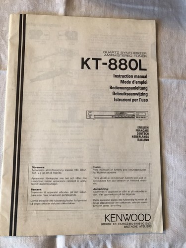 Mode emploi kenwood 880l - mode, d'emploi