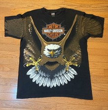 Vintage Harley Davidson Eagle 1996 T Shirt USA Size Large Rare All Over Print XL