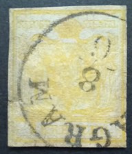 AUSTRIA AUSTRIA 1 cruiser 1850 yellow, Fr. Joseph - used Agram (Zagreb)
