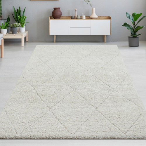 Tapis poils longs crème - tapis,