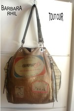 SAC BARBARA RIHL ORIGINAL GRAND MODELE EN CUIR BRONZE A BANDOUILLIERE