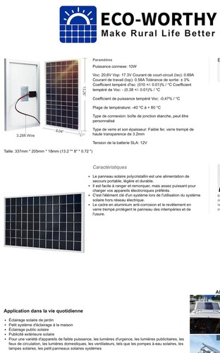Panneau solaire 10w 12v - 10w,