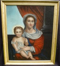 Religious painting Virgin and Child oil/canvas from the 18th century