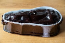 Terrine ancienne terre vernissée cul noir Lapin lièvre art populaire 31cm