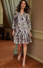 Robe Swing Jacquard Imprimé Animal En Violet (FMN26-22)