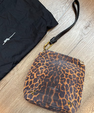 NEW Jérôme Jerome Dreyfuss Sac Clic Clac S Leather Clutch Bag Leopard