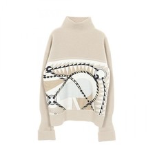 HERMES Twill Laine Figure Artistique knitwear silk wool cashmere Beige Used #34