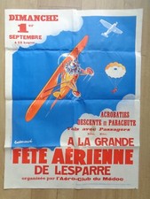ANTIQUE AERIAL ACROBATICS POSTER Lesparre LUCIEN CAVÉ Aviation vintage poster