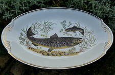 Louis LOURIOUX superbe PLAT à POISSON en PORCELAINE de FOËCY longueur 52,5cm TBE