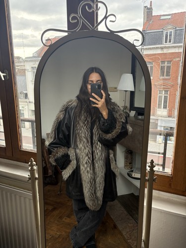 Manteau fourrure cuir femme - fourrure,