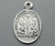 Antique Religious Sterling Pendant. Saint Peter, Paul, Paulus Petrus Apost.
