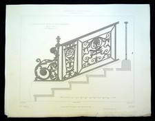Antique Engraving - Wrought Iron Ramp and Rejected Sheet Metal, Maison à Paris, Quai 