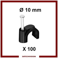 100 Pontets Plastiques Attache Câble Noir Diamètre 10 mm