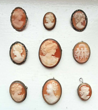 Antique Victorian 800 Solid Silver Cameo Brooch c.1870-1900