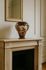 Beautiful vase by H Bequet Quaregnon ceramic decor deer - ceramic bud vase