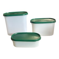 VINTAGE 3-TUPPERWARE GREEN 16111-2(500ml) 1612-6(1.1 Liters) 1613-7(1.7 Liters)