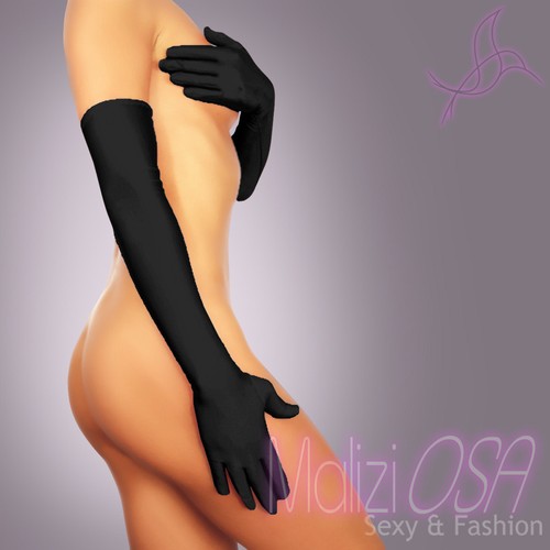 Gants femme satin noir longues - gants,
