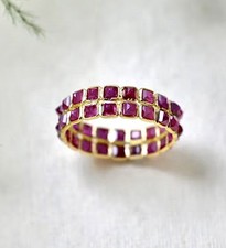 Bague double bande rubis