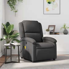 Fauteuil Inclinable de Massage Chaise Siège Marron Foncé Cuir Véritable vidaXL