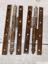 RARE Pair 1800s Ornate Steel  Paumelle7.5” Antique Door Steeple H Shape Hinges