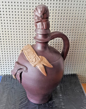 Gc05 ancienne bouteille à calvados en grès avec son bouchon typique