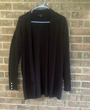 Cyrus Black Women's Open Front Cardigan Button Detail large