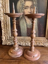 Pair of Candle Holders & Spades Wood Candle Turned Candelstick