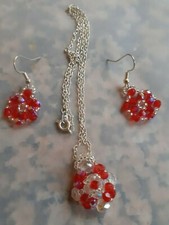 Boucles d'oreilles + pendentif en cristal Swarovski + chaîne 