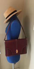 ANCIEN TRES JOLI   SAC VINTAGE EN CUIR BORDEAUX PORTE EPAULE RETRO BESACE