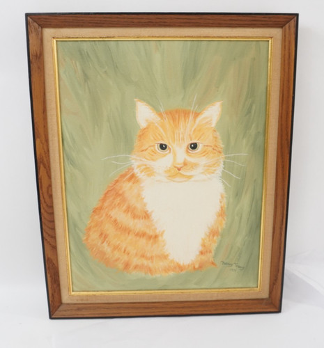 Original signed canvas cat - signed,