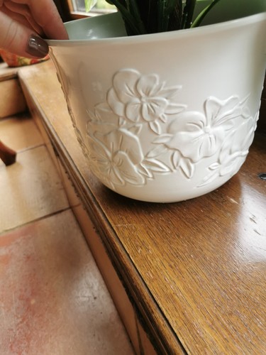 Cache pot blanc céramique - pot, en