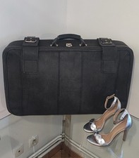 Valise En Cuir, 67 x 37 cm, Grise, Vintage, Solide, Robuste, État Impeccable