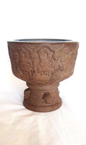 Pot terre cuite decor medieval - terre,