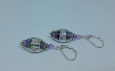 boucles d'oreille en verre de Murano et argent 925 création unique