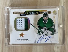 Jake Oettinger 2020-21 SP AUTHENTIC FUTURE WATCH ROOKIE PATCH AUTO /100 FWAP