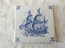 Carreau faïence Mosa  11 x 11 cm  Bateau, Caravelle