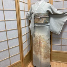2880# Kimono Japonais Tomesode Vintage Femme Tissu Soie Robe Kimono Vendu uni...