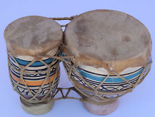 Hand Painted Double Drum Vintage Ceramic Glazed Eastern European Percussion 