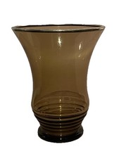 Vase Art Deco Verre Fumé Et